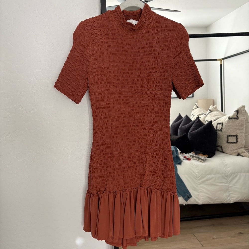 ALC Aston smocked mini dress